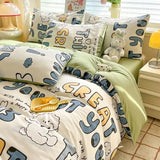 elvesmall Rural Style Bedding Set Fresh Floral Four Piece Set  Girl Heart  Double-layer Gauze   New Meeting Duvet Cover