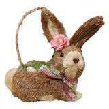 elvesmall  Artificial Straw Easter Rabbit Holiday Wedding Indoor Outdoor Festival Supplies Decoration Rabbit Doll Animal Model Filled Eggs