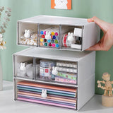 elvesmall Desktop Kawaii Cosmetic Stationery Storage Box Ins Free Combination Stackable Plastic Drawer Home Office Desk Storage Organizer