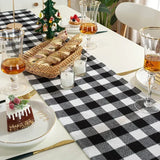 elvesmall  Christmas Decorations Yarn-dyed Plaid Xmas Table Runner Festive Decor Tablecloth Nordic Rectangular Table Mat House warming gift