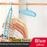 elvesmall Rotating Folding Clothes Hanger Closet Organizer Multi-port Clothing Drying Rack Foldable Plastic Scarf 11-hole Storage Hangers