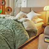 elvesmall Warmth Duvet Cover Dual Use Blanket Artificial Cashmere Warm Winter Blanket Soft Cozy Fleece Quilt Cover Plush Blankets for Beds