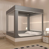 elvesmall Large Space Square Mosquito Net Blackout Privacy Bed Curtain Bed Tent 3 Doors Encrypted Mesh Anti-mosquito Bed Canopy with Frame