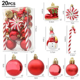 elvesmall 29/20Pcs Christmas Tree Balls Hanging Pendant Candy Cane Pine Cone Ornament Set Christmas Home Decoration 2024 Navidad New Year