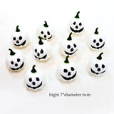 elvesmall Halloween Pumpkin Ornaments, Festive Atmosphere, Scene Decoration, Orange, Black, White, Green Pumpkin Ornaments