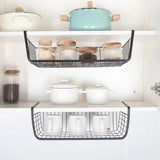 elvesmall Kitchen Closet Shelves Cupboard Hanging Under Shelf Storage Iron Mesh Basket Cabinet Door Organizer Rack Desk Closet Holders