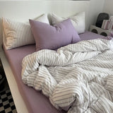 elvesmall Duvet Cover Set with Bed Linens Japanese Stripes Single/Queen/King Size Comforter Bedding Set for Double Bed Cover Quilt