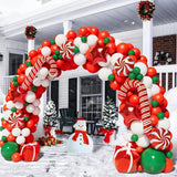 elvesmall Christmas Balloon Garland Arch Kit Red Green Lolipop Cone Star Foil Balloons New Year Christmas Party Decoration Supplies Gifts