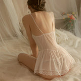 elvesmall  Lace Women's Pajamas Women's Soft Sleeveless Nightgowns Comfortable Nightdress