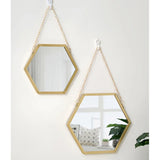 elvesmall Hexagon Shape Decorative Mirror Wall Decor Makeup Hanging Mirror Bathroom Cosmetic Mirror Bedroom Room Wall Decoration