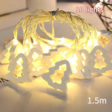 elvesmall Christmas Wood House LED Light Xmas Tree Decorative Light String Wall Hanging Decoration Christmas Atmosphere Decor