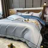 elvesmall  White Egyptian Cotton Bedding Sets Queen King Size Embroidery Duvet Cover Flat/Fitted Sheet Bed Linen Hotel Style Home Textiles