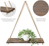 elvesmall Wooden Rope Swing Wall Hanging Plant Flower Pot Tray Mounted Floating Wall Shelves Nordic Home Decoration Moredn Simple Design