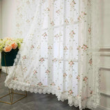 elvesmall  Romantic Embroidery Lace Pink Floral Curtain for Living Room Sheer Voile Drape Princess Bedroom Wedding Home Decoration #E