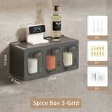 elvesmall  Kitchen Spice Rack Organizer Sugar Salt Shaker Seasoning Container Jar Kitchen Storage Spice Box 3-Grid Household Condiment Case