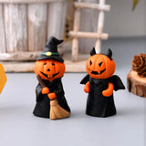 elvesmall Funny Halloween Funny Pumpkin Man Craft Resin Pumpkin Man Desktop Ornament Figurine Witch Top Hat Packs Realistic Ghost Figurine