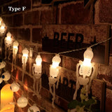 elvesmall  1.5m 10 Led Halloween Pumpkin Ghost Skeletons Bat Spider Led Light String Festival Bar Home Party Decor Halloween Ornament