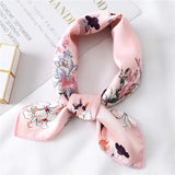 elvesmall Women Small Satin Silk Scarf Square Print Wrap Foulard Femme Handkerchief Bandana Neck Hair Skinny Tie Scarves Shawls