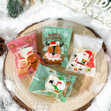 elvesmall 100pcs Hot Seal Christmas Cookie Bags Handmade Candy Nougat Baking Packaging bag Christmas Decorations  New Year  xmas Gift