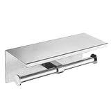 elvesmall Golden Modern Wall Mounted Toilet Paper Holder Stainless Steel Double Roll Tissue Holder Bathroom Paper Roll Storage Rack Hotel