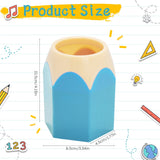 elvesmall Cute Pencil Head Shape Pen Holder Pencil Storage Box Student Desktop Office Household Multifunctional Makeup Brush Organizer Box