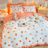 elvesmall Floral Style Bedsheet Set Ruffles Duvet Cover Sets with Pillowcase постельное белье Skin-friendly Bedding Home Bed Linen Sets