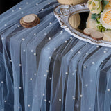elvesmall  Pearl Yarn Table Path Wedding Decoration Tulle Tablecloth Party Rectangular Table Runner Background Ornament Dining Accessories
