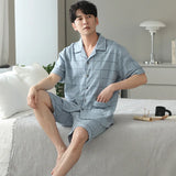 elvesmall  M-4XL Plus Size High Quality Men Pyjamas Summer Thin Short Sleeved Pure Cotton Sleepwear Set Teenagers Home Clothes Male Pajamas