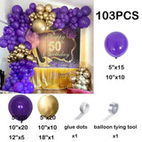 elvesmall Macaron Purple Balloons Garland Arch Kit Metallic Purple Silver Latex Balloon Birthday Party 3D Butterfly Background Decoration