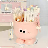elvesmall Creative Pen Holder with Hook Table Cute Stationery Storage Box Pen Holder Rack Student Children Girls Desk Organizer Kawaii