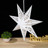 elvesmall 30-75cm Hollow Star Hanging Pendant Eid Mubarak Christmas Ramadan Decoration Islamic Muslim Party Decor Ramadan Kareem Gift