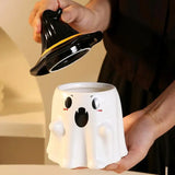 elvesmall Halloween Ghost Cup Fun and Unique Ghost Desgn Gifts for Family Friends Ceramic Mug with Lid