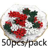 elvesmall (50 Pieces/pack) 23mm Christmas Snowflake Wood Chips Colorful Diverse New Year's Holiday Party Window Decoration Props Toys DIY