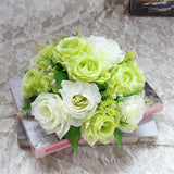 elvesmall  Cheap Artificial Flower Ball Plastic Green Mesh Base Silk Table Centerpieces For Wedding Decor Party Road Lead Flower Bouquets