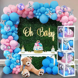 elvesmall 105Pcs Gender Reveal Balloons Arch Kit Baby Shower Decor Pink Blue Balloons Garland Decor Boy Girl 1st Birthday Party Decoration