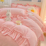 elvesmall Winter Velvet Duvet Cover Set Thick Warm Double-sided Plush Quilt Cover Bed Sheet Pillowcase Home Textile Bedding Set 4pcs