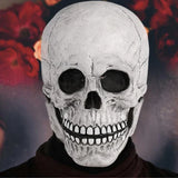 elvesmall  Horror Skeleton Movable Helmet Skull Head Full Face Latex Mask For Adult Carnival Cosplay Halloween Party Decor Props