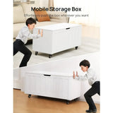 elvesmall Living Room Storage Box Shoe Bench With 2 Safety Hinges 39.4'' Wooden Storage Bench With 4 Wheels Organizer Freight free