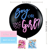 elvesmall Boy or Girl Gender Reveal Party Decoration 36'' Giant Black Latex Balloon Blue Pink Confetti Baby Shower Globos Supplies