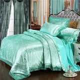 elvesmall Nordic Satin Jacquard Duvet Cover Set Luxury Flower Bedding Set Adlut Quilt Cover Pillowcases Sheet Twin Queen King Home Texiles