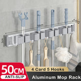elvesmall Mop Broom Holder Hooks Bathroom Tools Storage Rack Duty Practical Clip Hook Organizers Space-saving Hanger Slots Mops Holder