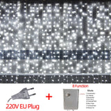 elvesmall LED Fairy String Lights Outdoor Waterproof Waterfall Street Garland Curtain Lights For Patio Christmas Wedding Party Decoration