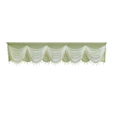 elvesmall  1PC Luxury Green Double Layers Swags Valance Curtain Head for Living Room Bottom Beaded Lace Voile Drape Window Custom #E
