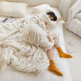 elvesmall  High End Faux Rabbit Fur Winter Warm Blanket Soft Thicken Warmth Sofa Blanket for Throw Home Comfortable Plush Blankets for Beds
