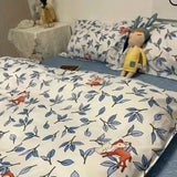 elvesmall  Ins Black Bowknot Bedding Set Pink Bed Flat Sheet Duvet Cover Twin Full Queen Princess Style Bed Linen Girls Floral Quilt Cover