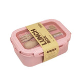 elvesmall  -  Wheat Straw Lunch Box Healthy BPA Free Bento Boxes Microwave Dinnerware Food Storage Container Soup Cup Lunch Box for Kids