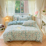 elvesmall Aesthetic Floral Duvet Cover Set Cozy Cotton Home Bedding Set Chic Botanical French Style Comforter Cover Breathable Lightweight