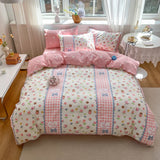 elvesmall Four-Season Universal Flower Style Cotton Bedding Set: 1 Duvet Cover 2 Pillowcases (No Sheets), Suitable for Singles or Couples