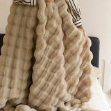 elvesmall  Tuscan Imitation Fur Blanket for Winter Luxury Warmth Super Comfortable Blankets for Beds High-end Warm Winter Blanket for Sofa