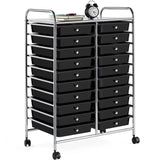 elvesmall  SmileMart 20-Drawer Metal Frame Storage Cart Rolling Bin with Lockable Wheels, Multicolor